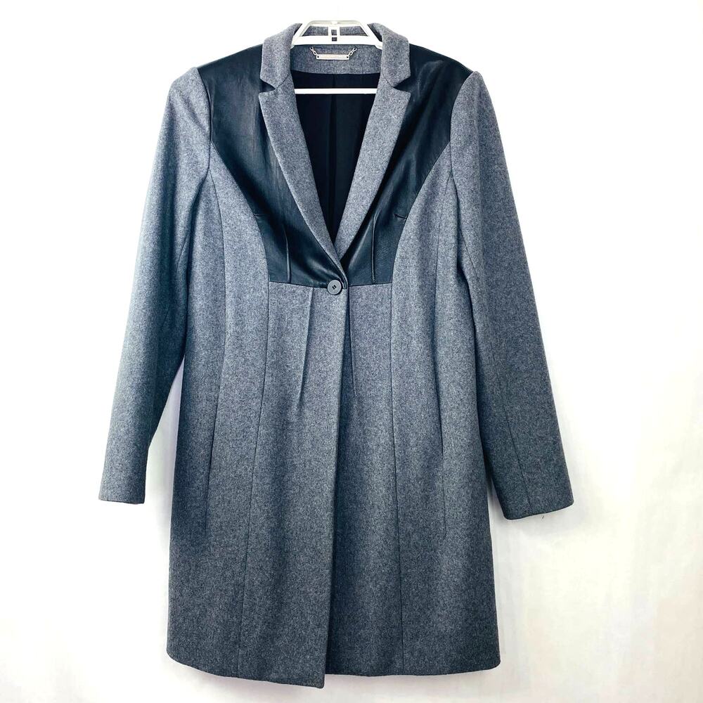 Diane von Furstenberg Leather & Wool Car Coat - Size 10
